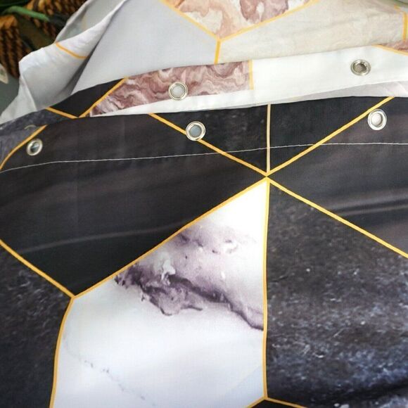 Bathroom Shower Curtain Abstract Modern Geometric Marble - Picture 8 of 9